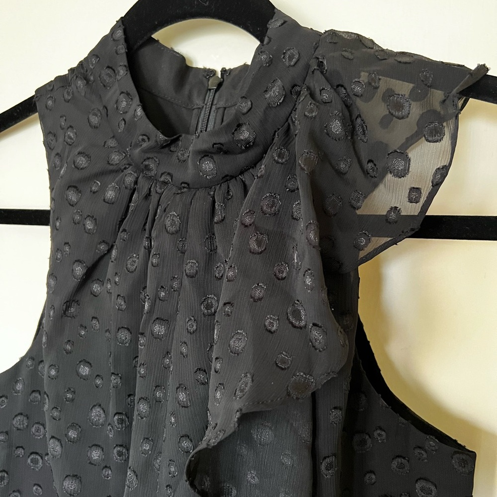 🆕 Banana Republic Black Textured Ruffle Blouse Dress with A-line Skirt